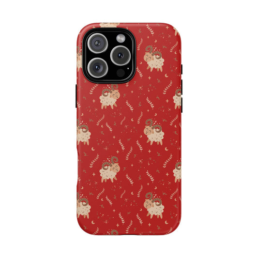 Red " Zodiac Aries " Tough Phone Cases