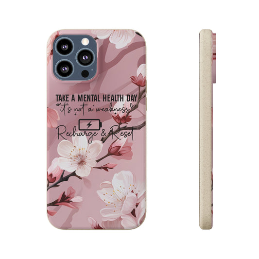 🌸 Eco-Friendly "Recharge and Reset" Cherry Blossom Phone Case – A Fresh Start for You and the Planet 🌱🔋