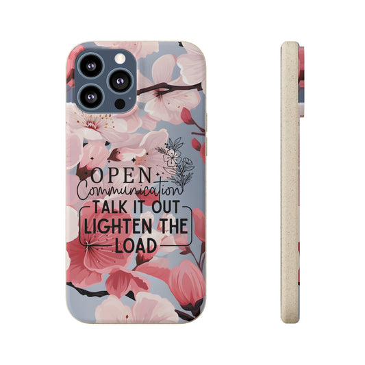 🌸 Eco-Friendly "Open Communication" Cherry Blossom Phone Case – Speak Your Truth, Protect the Planet 🌿💬